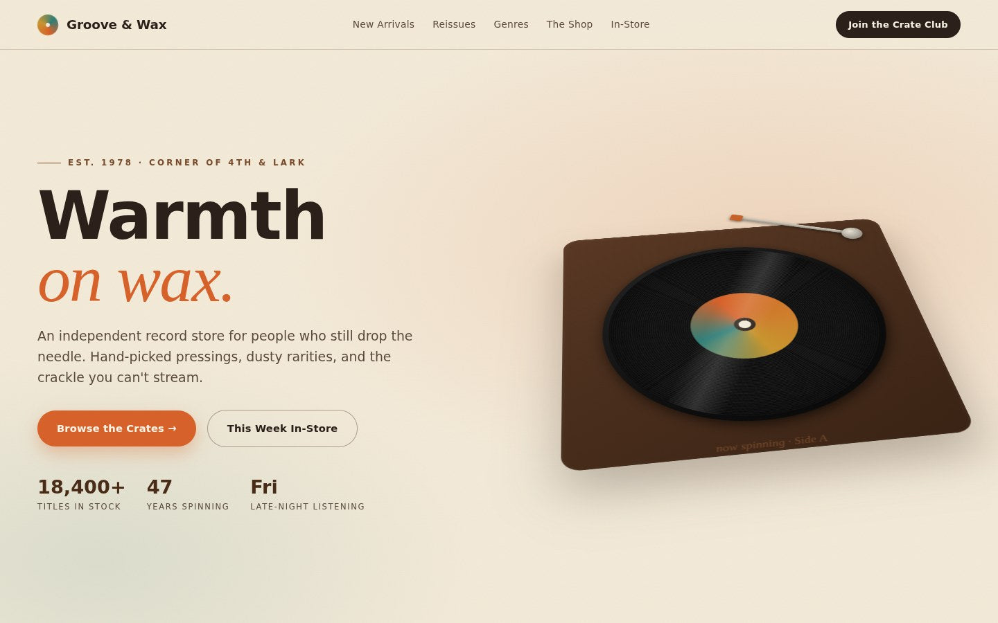 Groove & Wax — Vinyl Shop Template