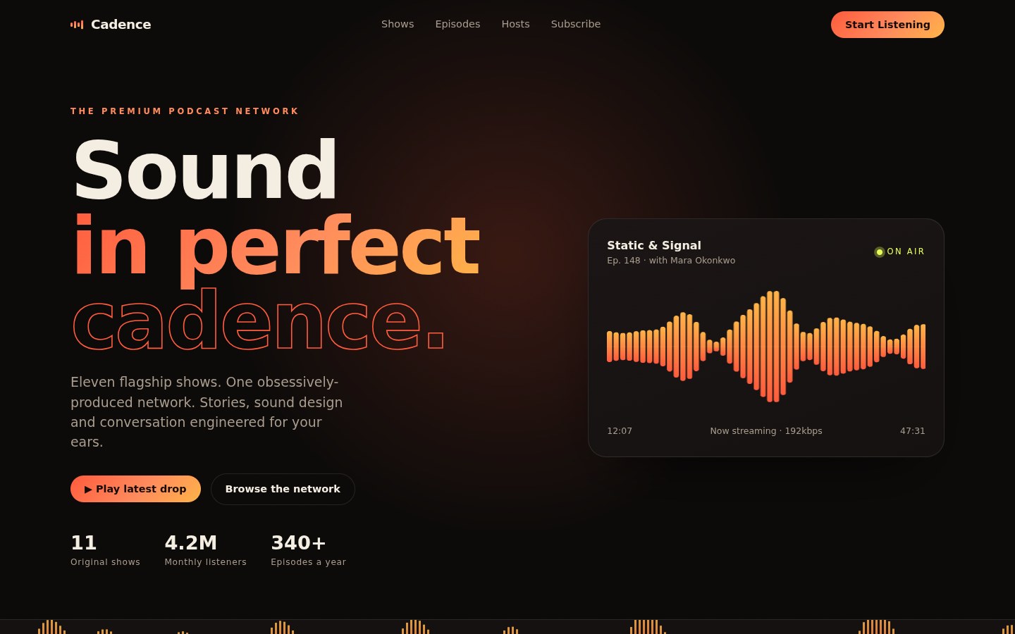 Cadence — Podcast Network Template