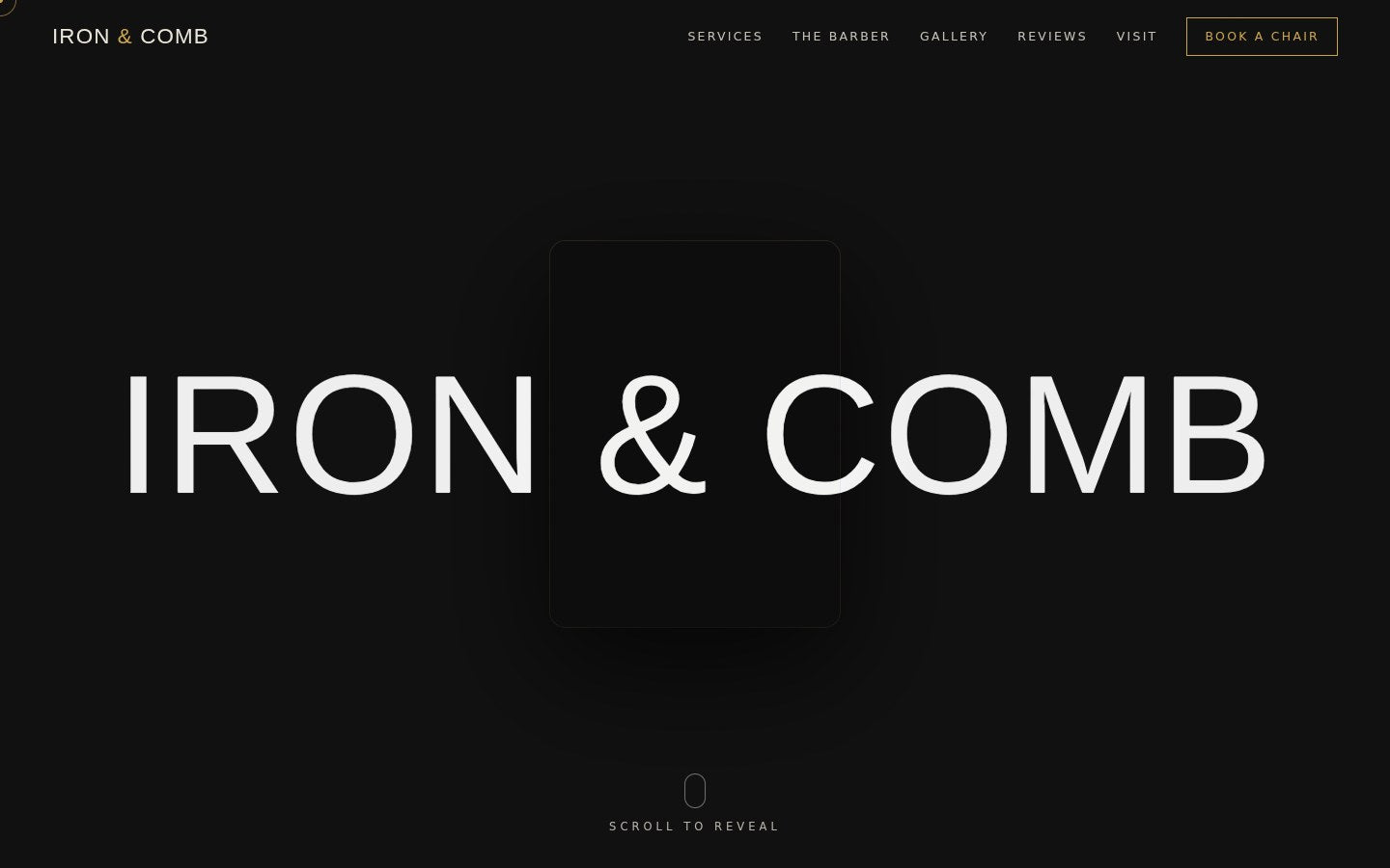 Iron & Comb — Barbershop Cinema Template
