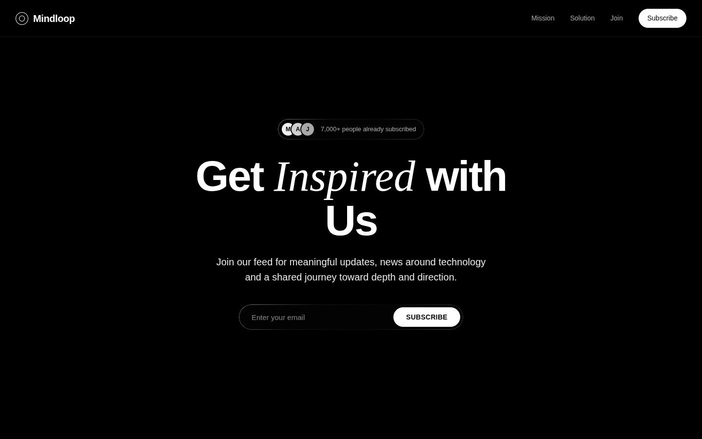 Mindloop — monochrome newsletter landing